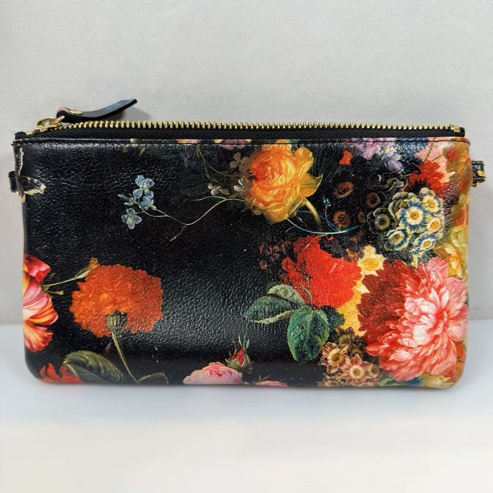 Lodis Italian Leather Wallet Organizer Rosalia Floral Crossbody Purse